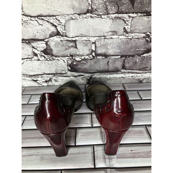 Mona Lisa Gray Blue Red Leather Pointed Toe Dress Heels Women’s Sz 37.5EU/7M US - Picture 13 of 16